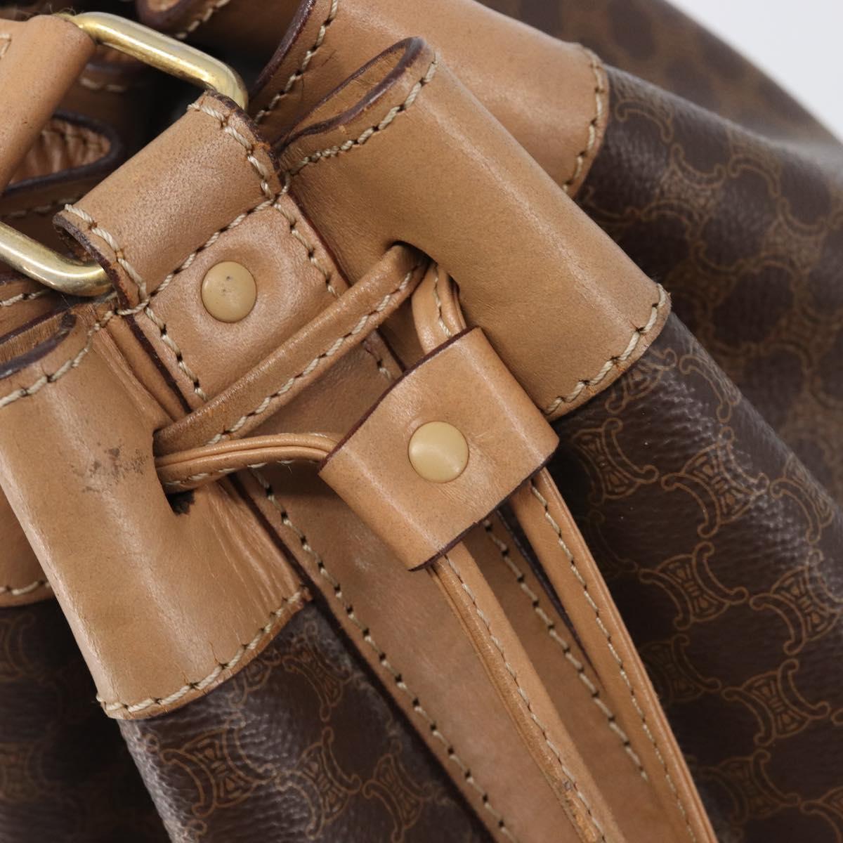 CELINE Macadam Canvas Purse Shoulder Bag PVC Leather Brown Gold Auth am12534A