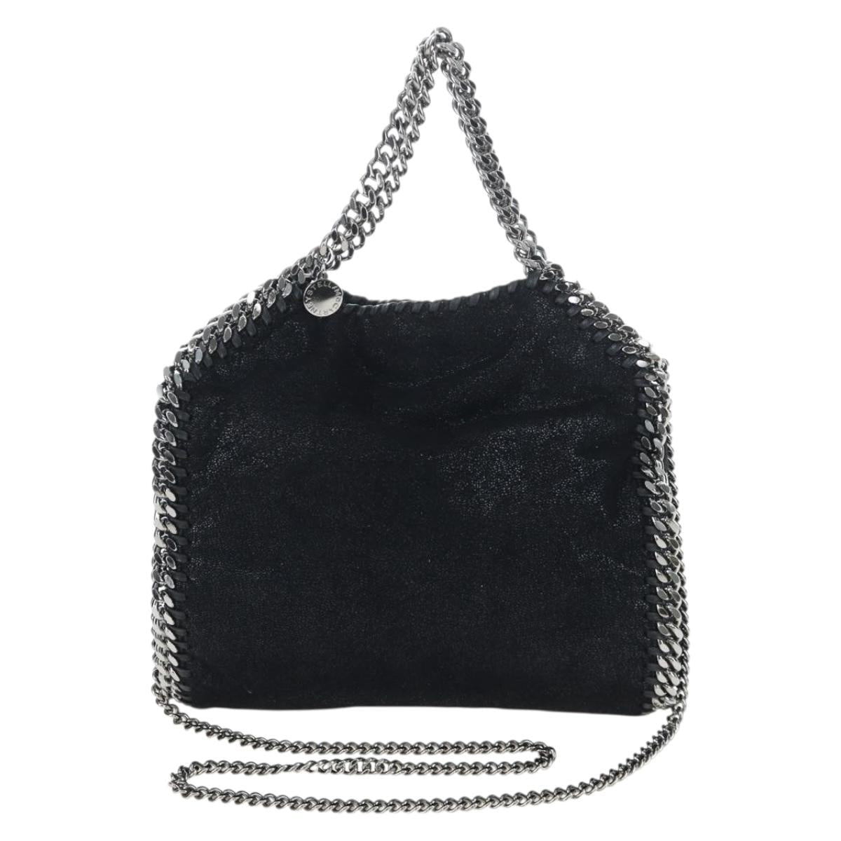Stella MacCartney Chain Falabella Bag Suede Black Silver 371223 Auth am12535V