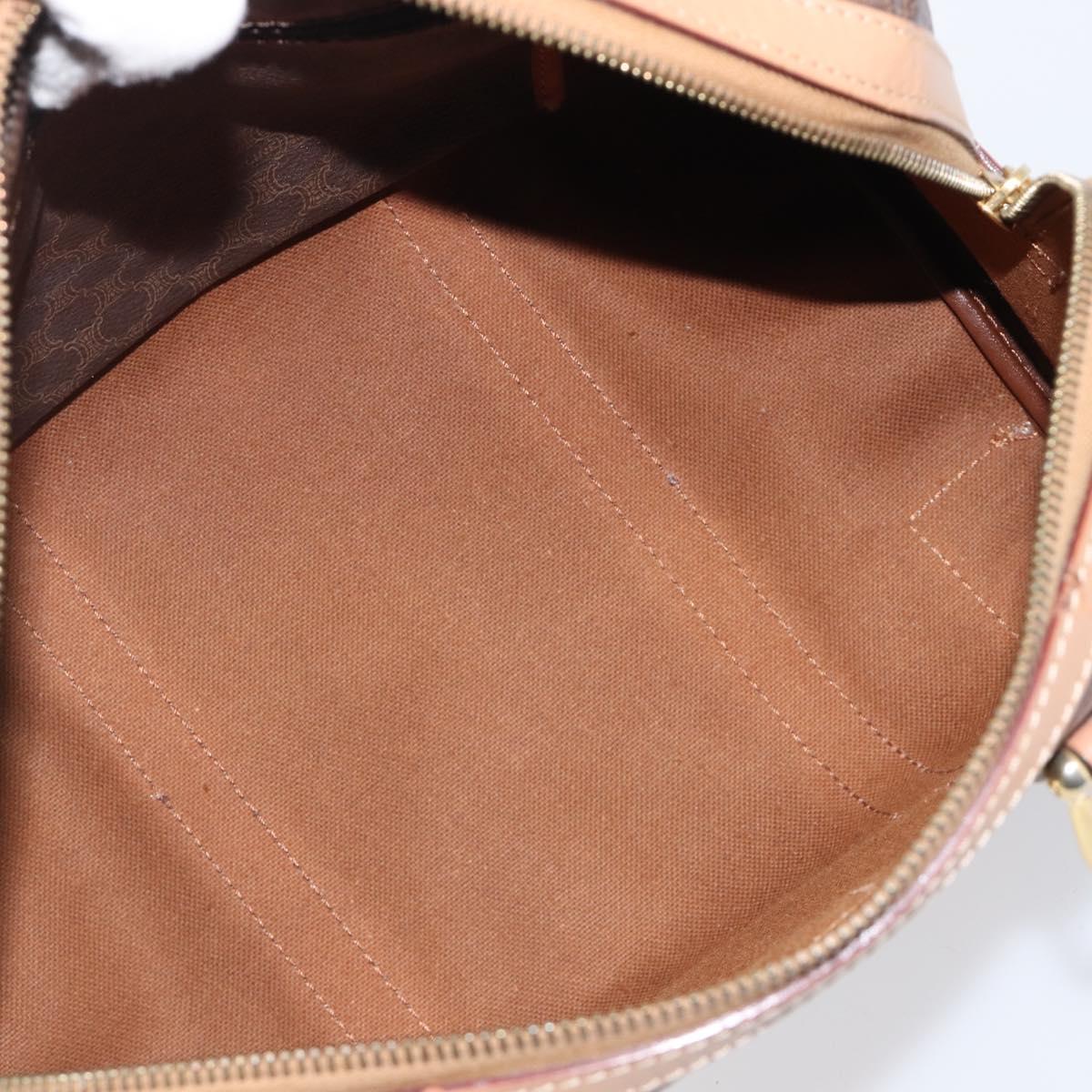 CELINE Macadam Canvas mini Boston Bag PVC Leather Brown Gold Auth am12536A