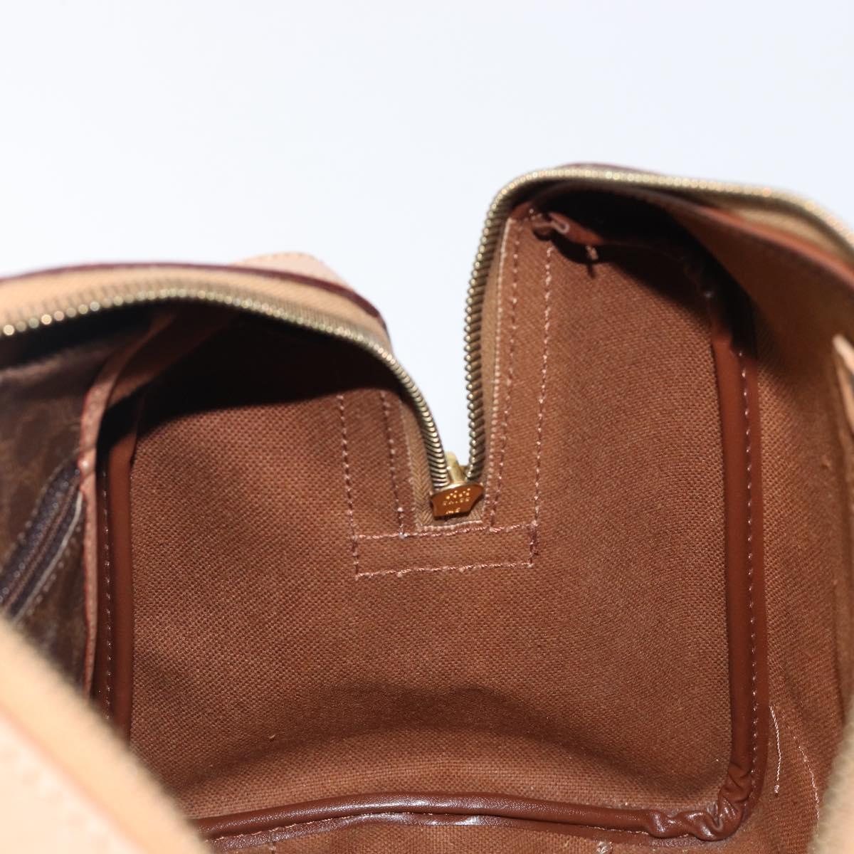 CELINE Macadam Canvas mini Boston Bag PVC Leather Brown Gold Auth am12536A