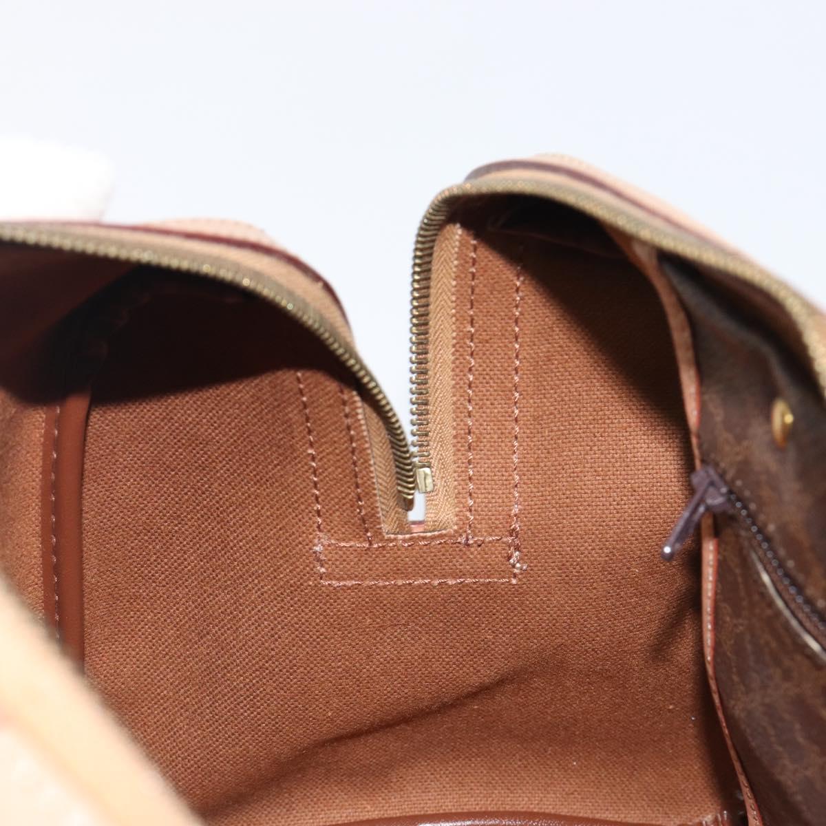 CELINE Macadam Canvas mini Boston Bag PVC Leather Brown Gold Auth am12536A