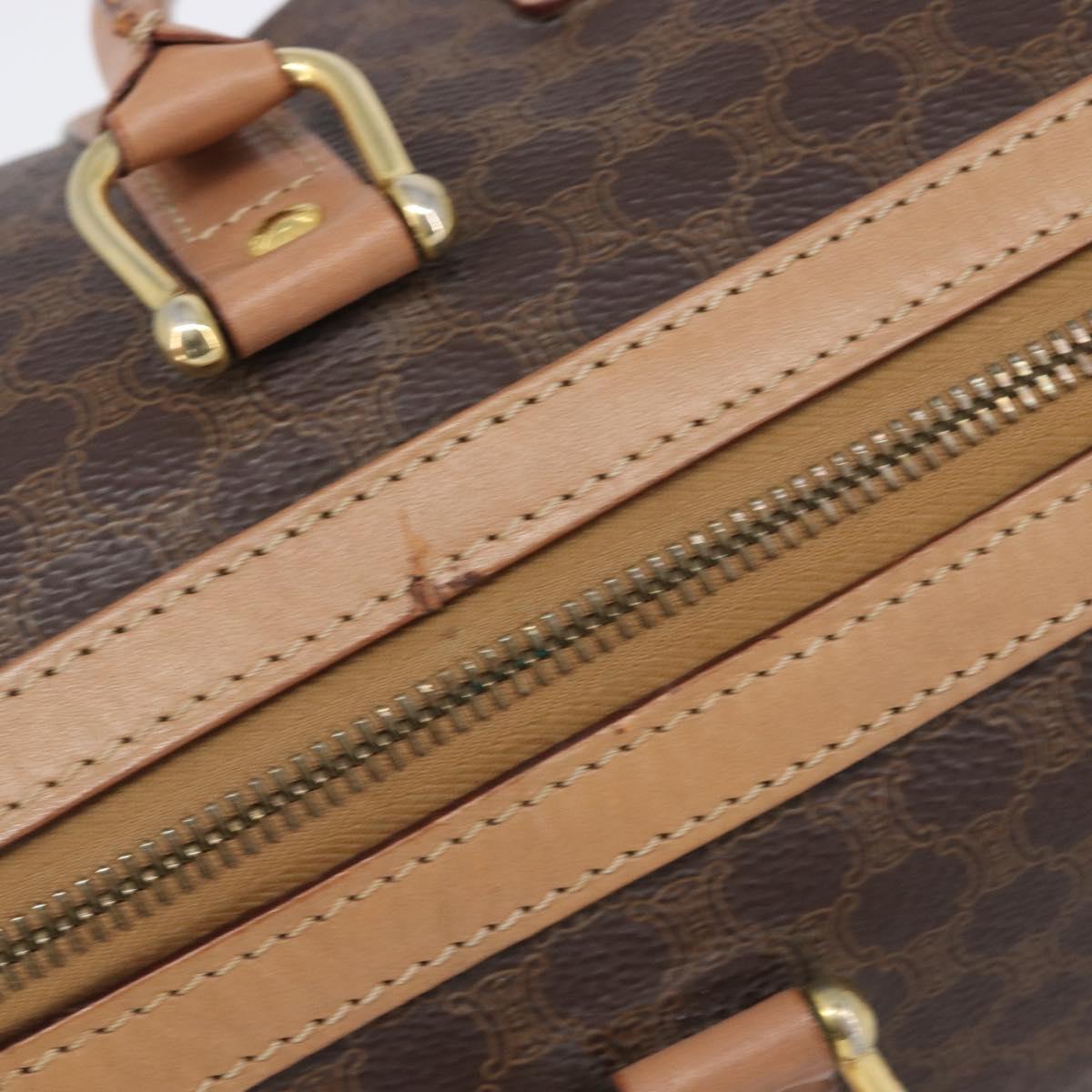 CELINE Macadam Canvas mini Boston Bag PVC Leather Brown Gold Auth am12536A