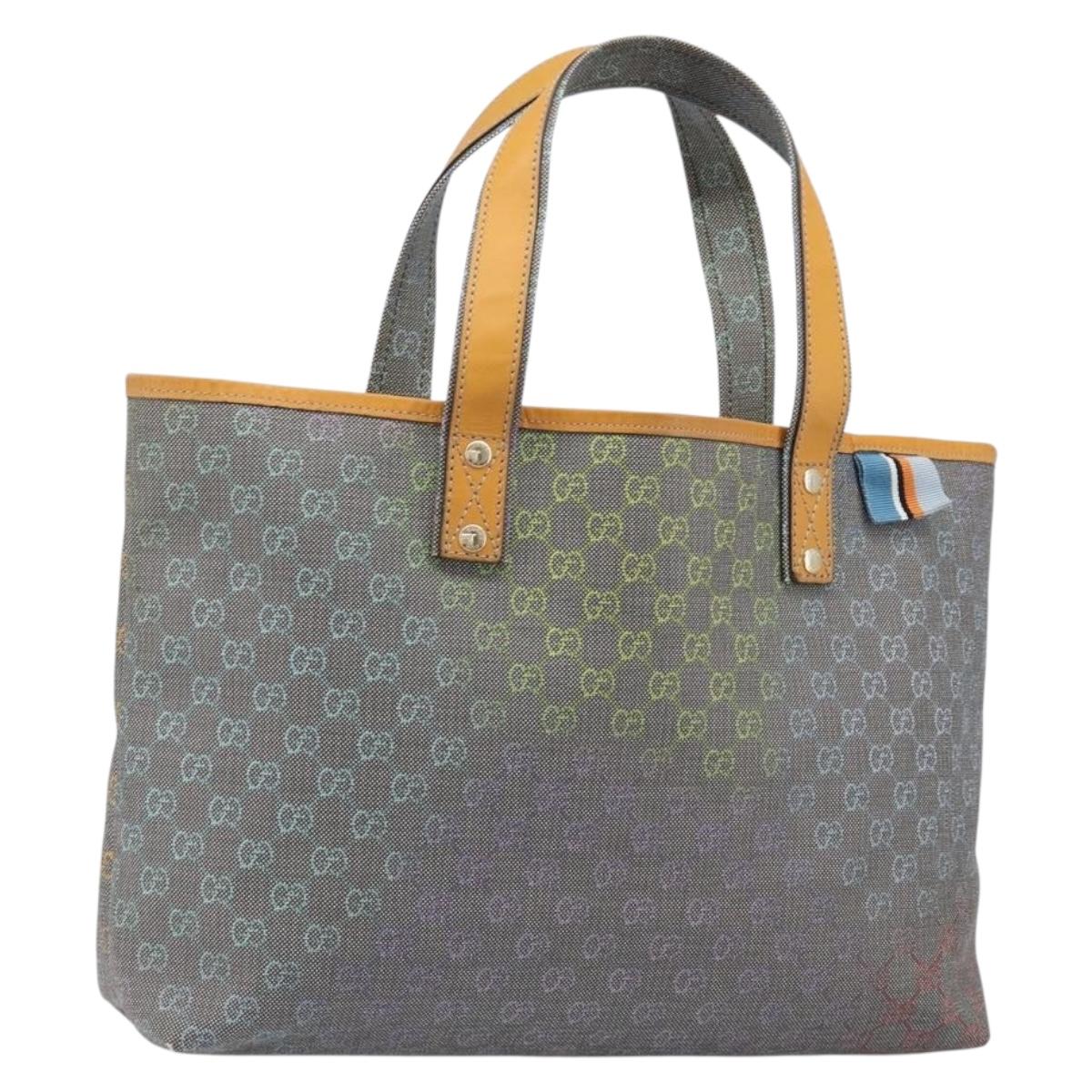GUCCI GG Supreme Tote Bag PVC Gray Gold 211134 Auth am12537A