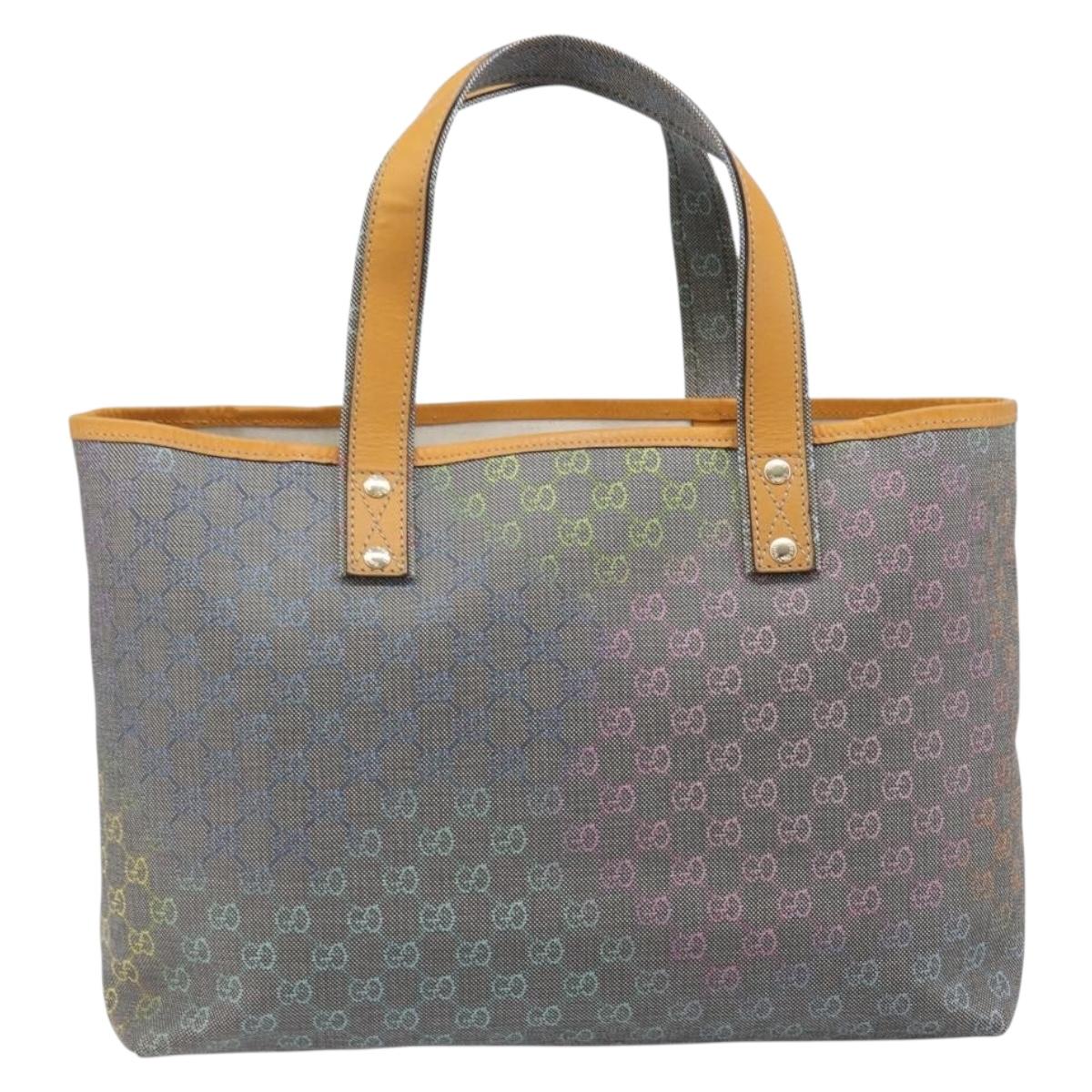 GUCCI GG Supreme Tote Bag PVC Gray Gold 211134 Auth am12537A