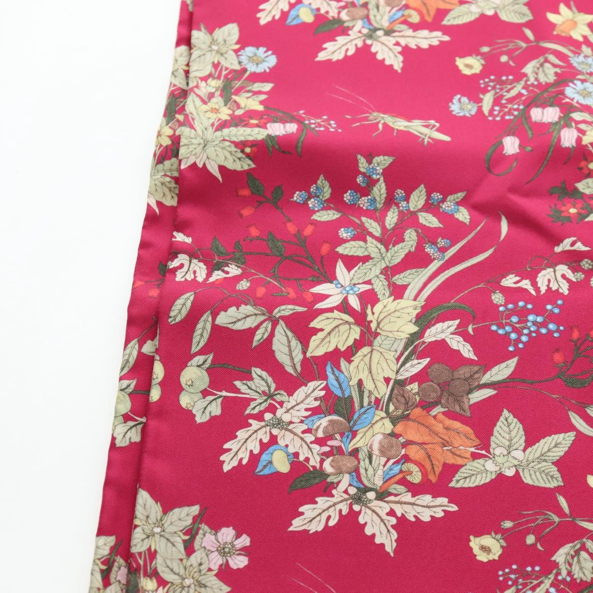 GUCCI Flower Pattern Stole Silk Bordeaux Auth am12538M