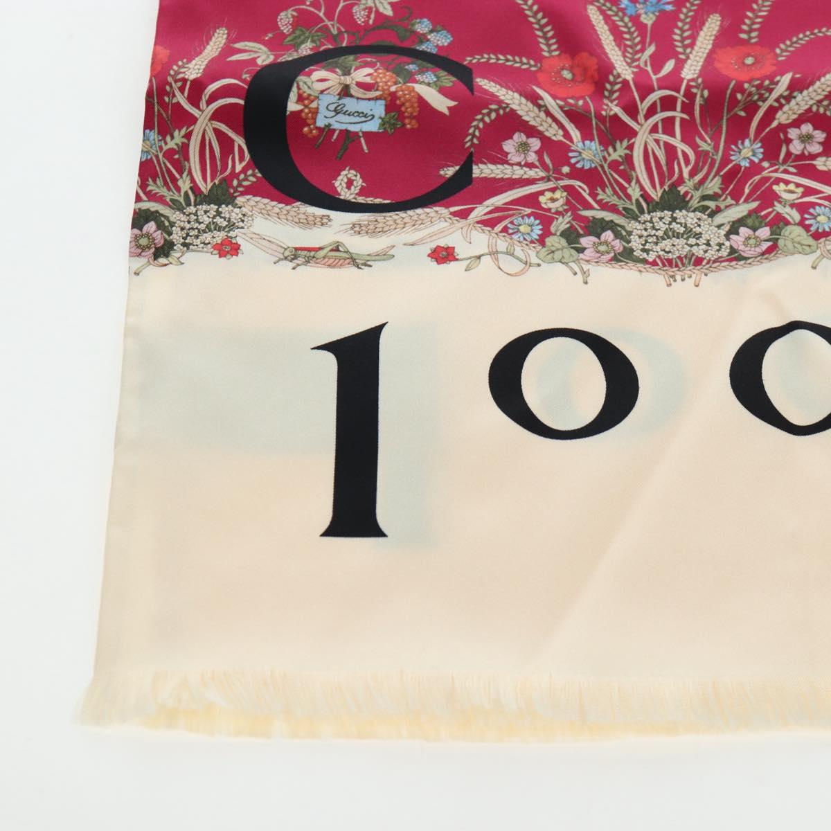 GUCCI Flower Pattern Stole Silk Bordeaux Auth am12538M