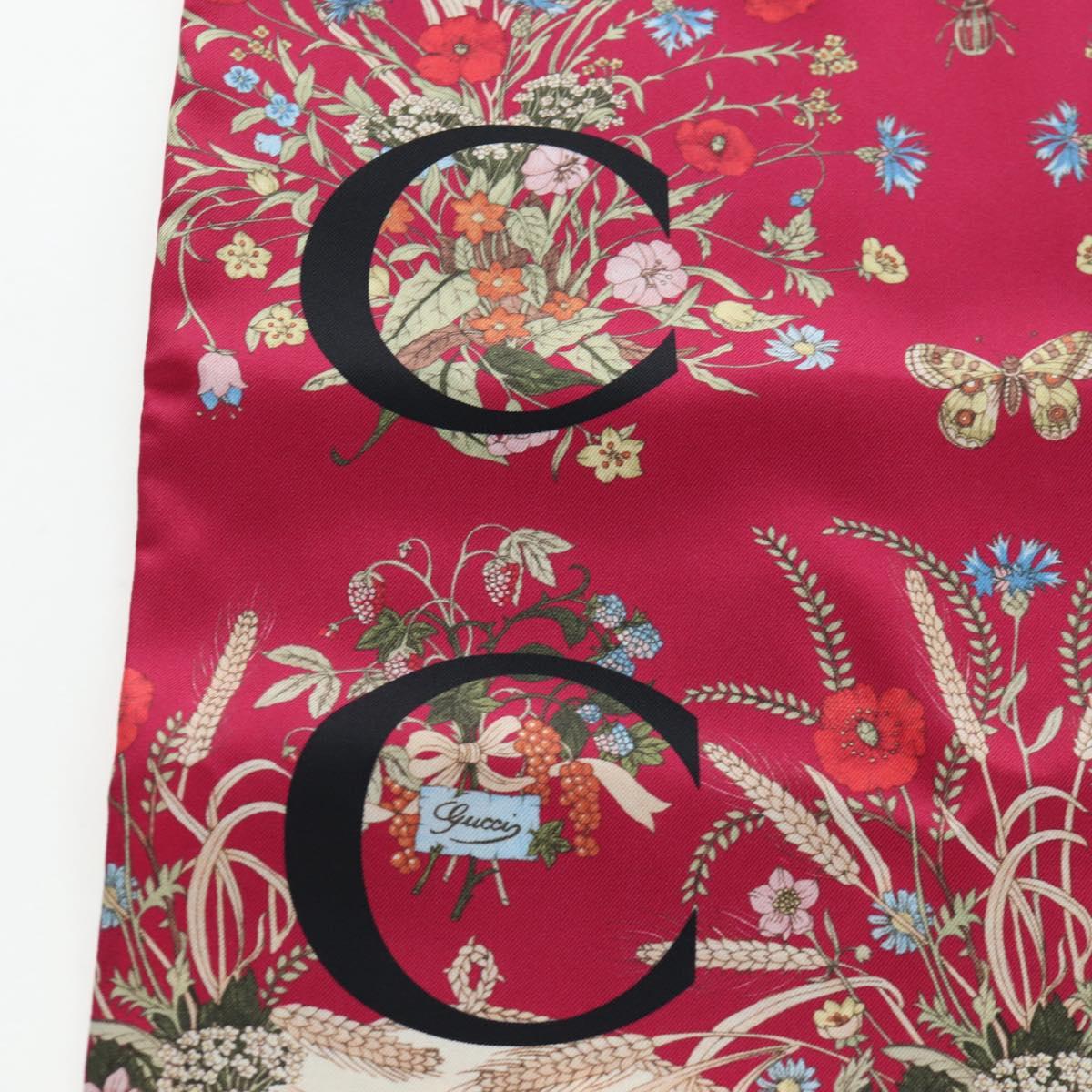 GUCCI Flower Pattern Stole Silk Bordeaux Auth am12538M