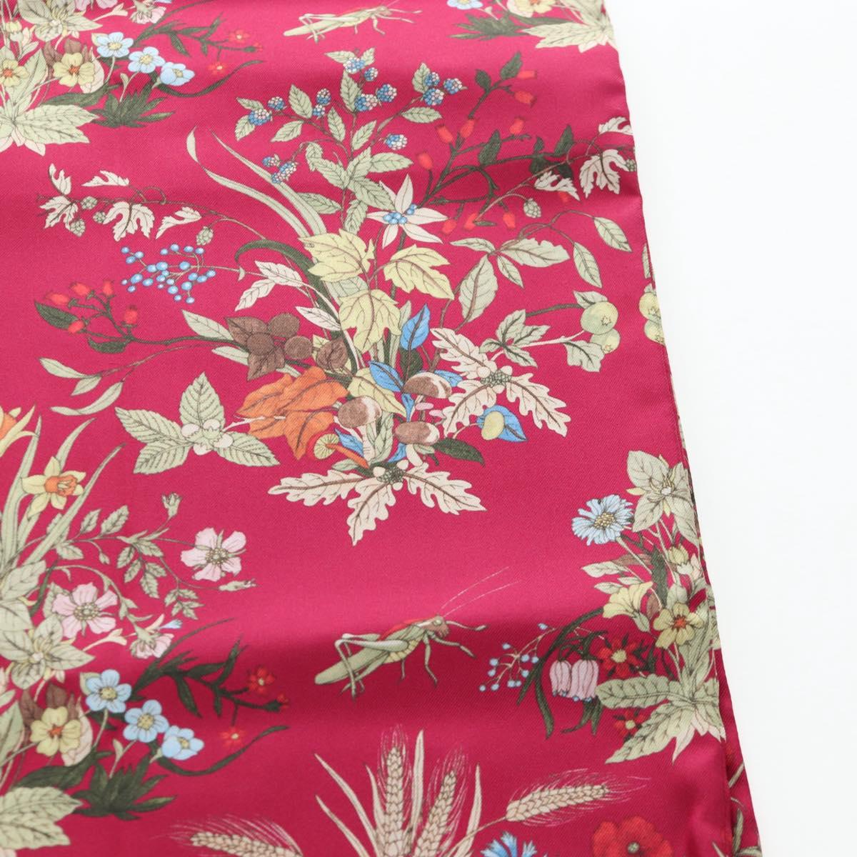 GUCCI Flower Pattern Stole Silk Bordeaux Auth am12538M
