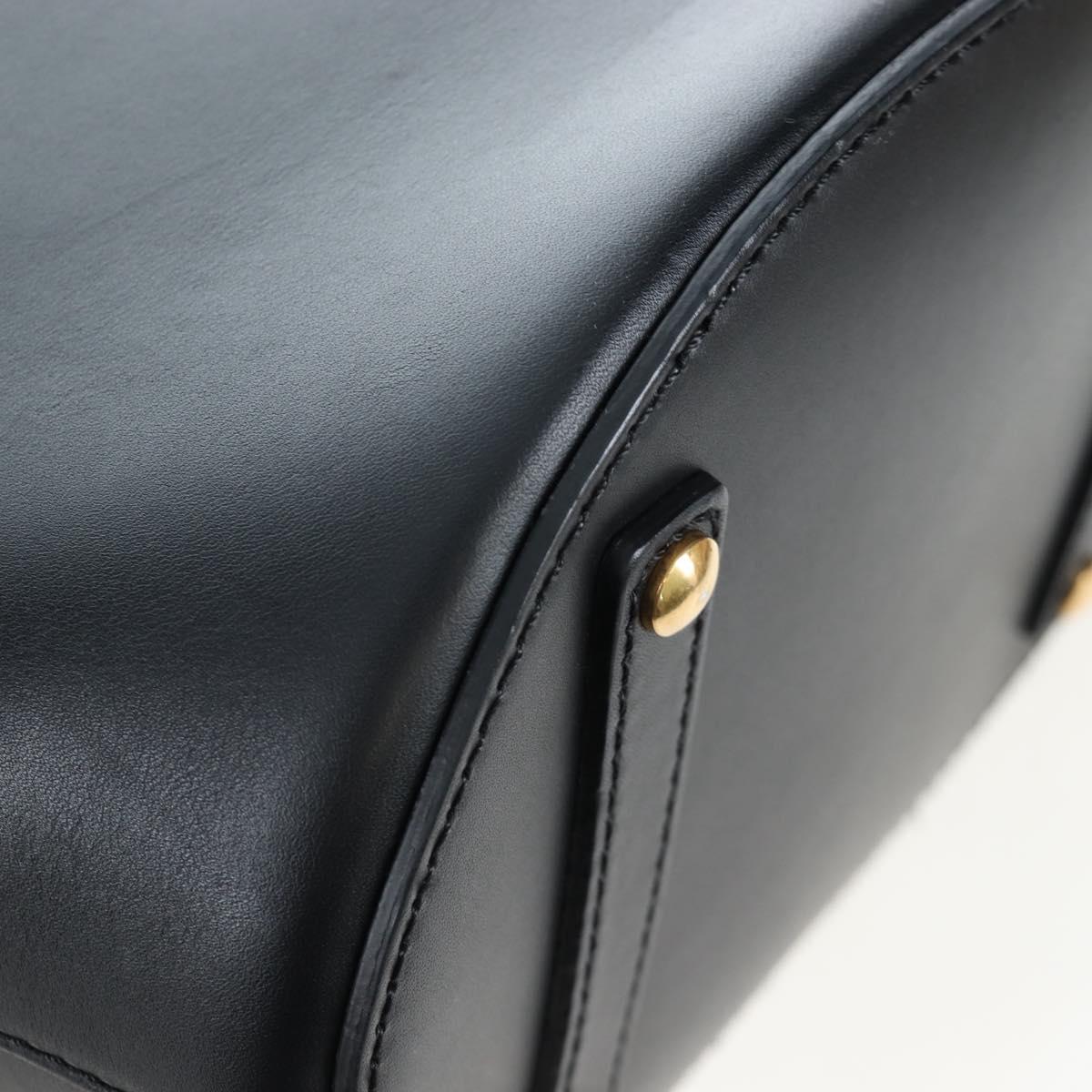 BURBERRY Bucket Shoulder Bag Leather Black Gold Auth am12540V