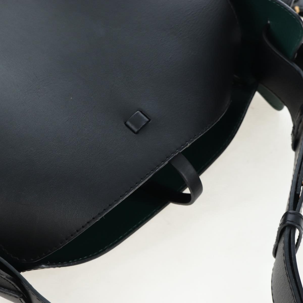 BURBERRY Bucket Shoulder Bag Leather Black Gold Auth am12540V