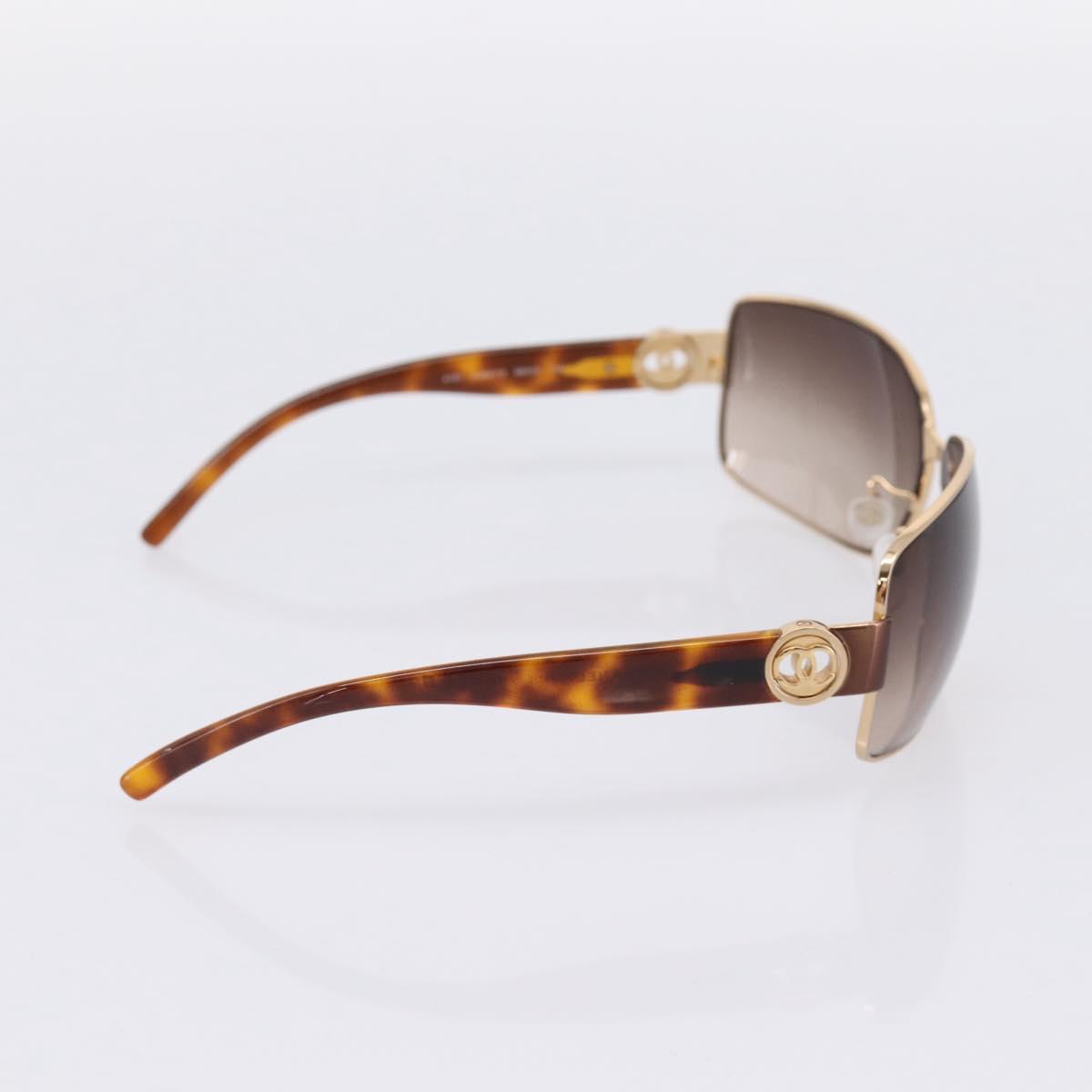 CHANEL Sunglasses Plastic Metal Brown Gold CC Auth am12543M