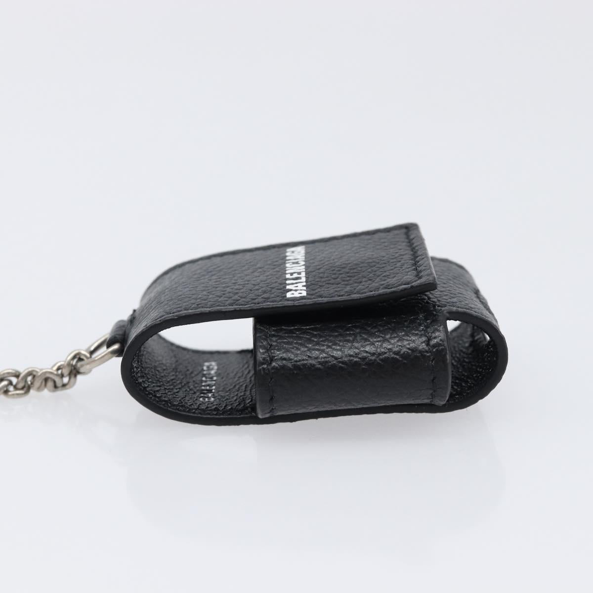 BALENCIAGA Air Pods case Earphone case Leather Black Silver 659926 Auth am12548M