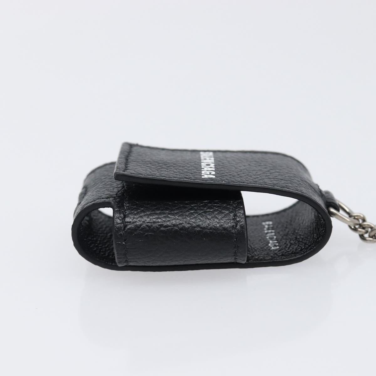 BALENCIAGA Air Pods case Earphone case Leather Black Silver 659926 Auth am12548M