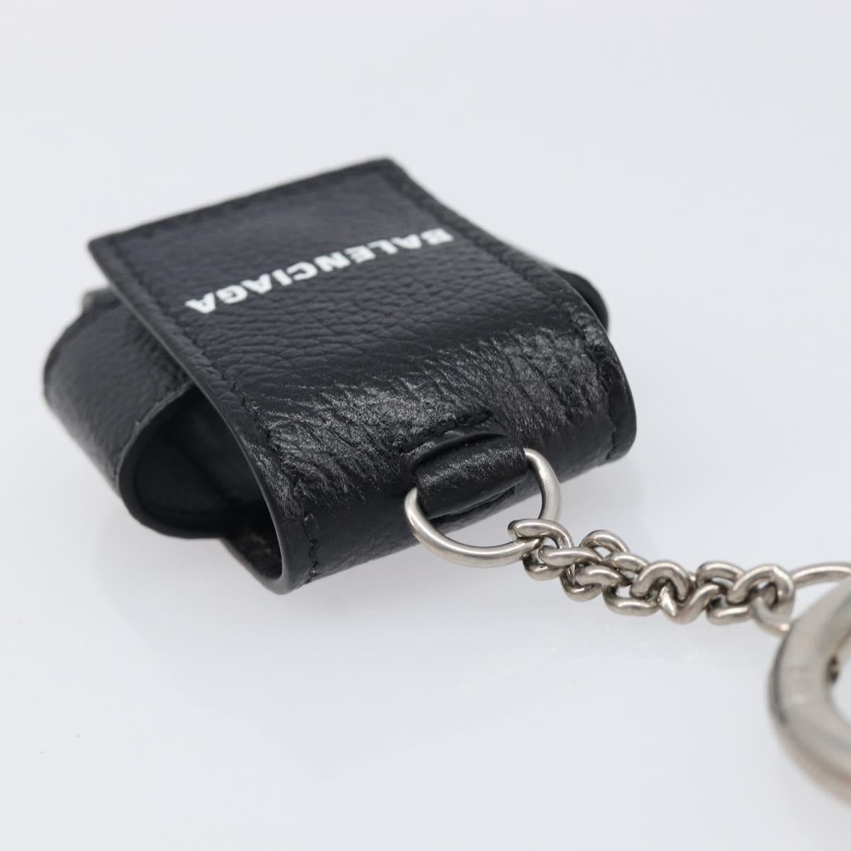 BALENCIAGA Air Pods case Earphone case Leather Black Silver 659926 Auth am12548M