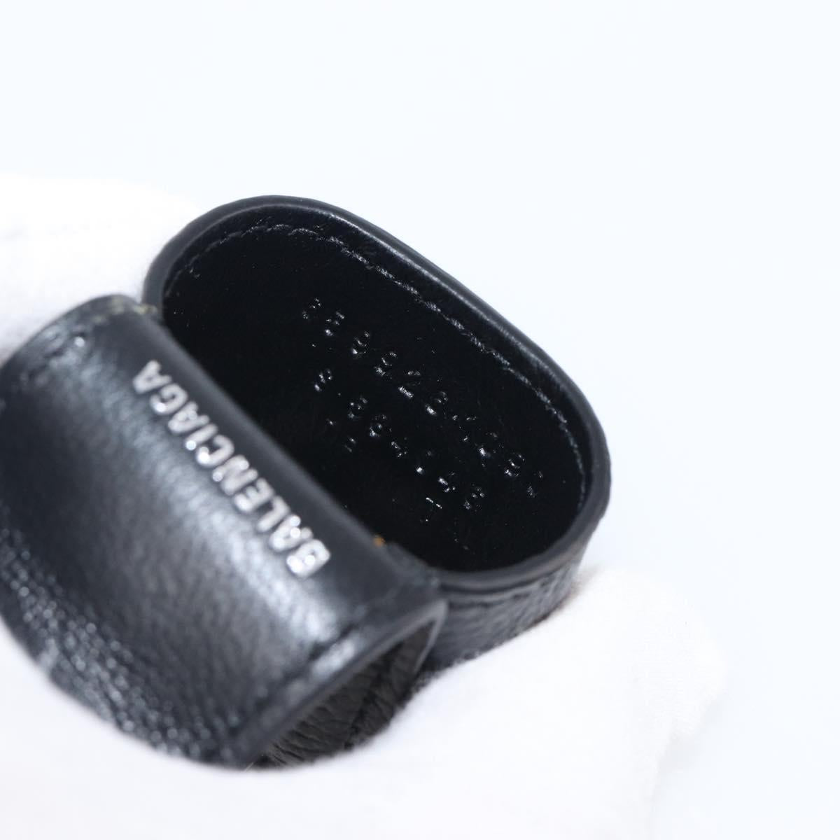 BALENCIAGA Air Pods case Earphone case Leather Black Silver 659926 Auth am12548M