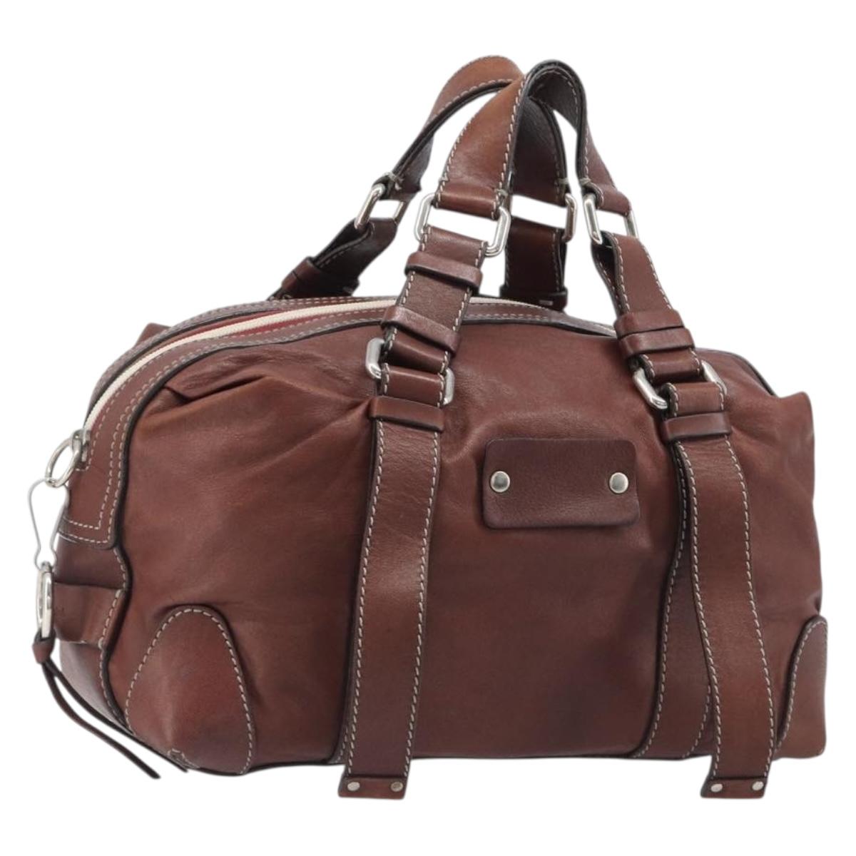 Chloe Patsy Hand Bag Leather Brown Silver Auth am12552A