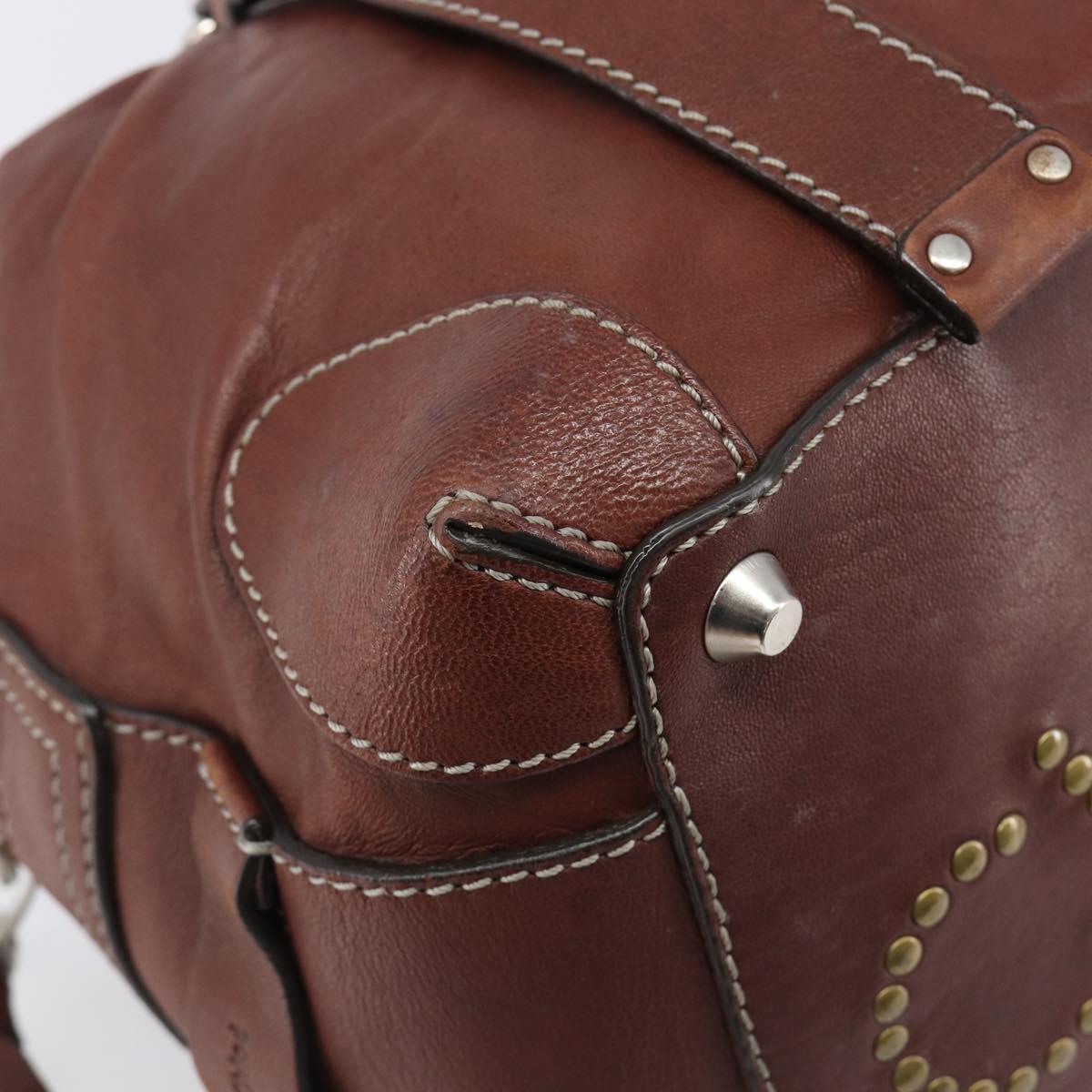 Chloe Patsy Hand Bag Leather Brown Silver Auth am12552A