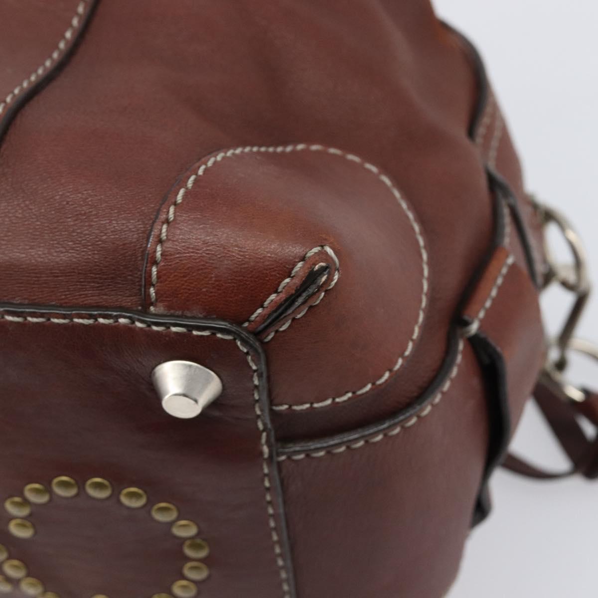 Chloe Patsy Hand Bag Leather Brown Silver Auth am12552A