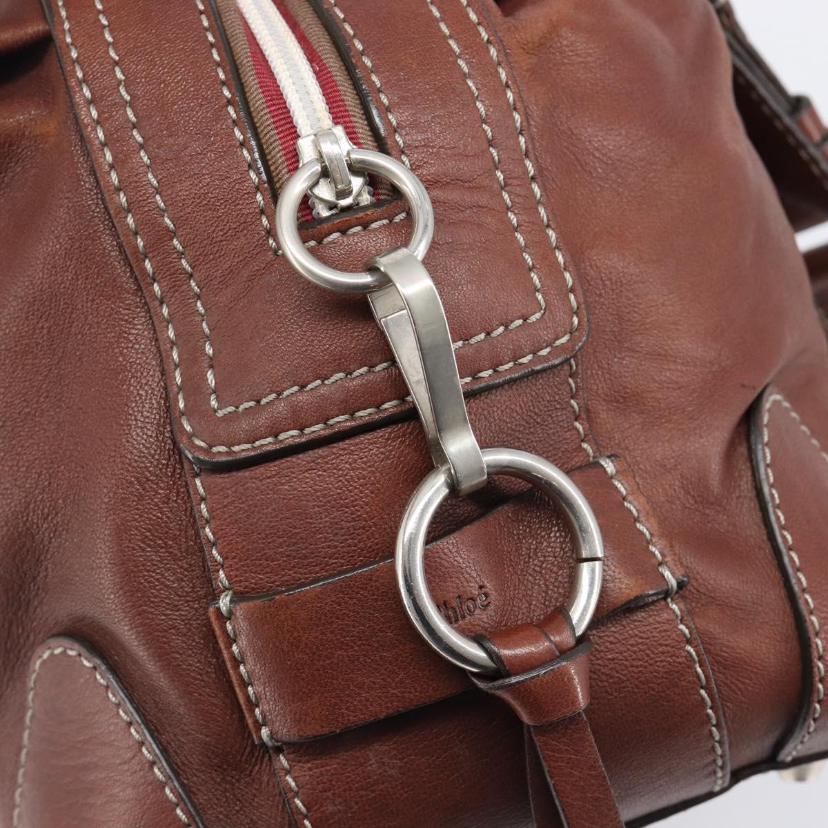 Chloe Patsy Hand Bag Leather Brown Silver Auth am12552A