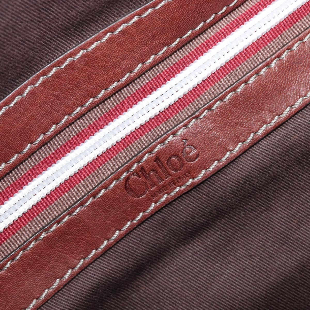 Chloe Patsy Hand Bag Leather Brown Silver Auth am12552A
