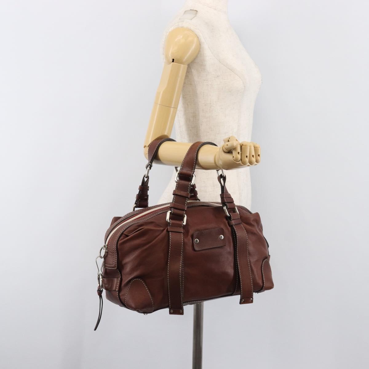 Chloe Patsy Hand Bag Leather Brown Silver Auth am12552A