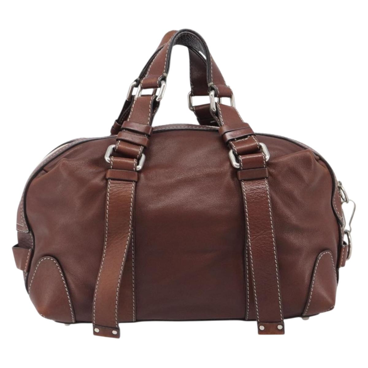 Chloe Patsy Hand Bag Leather Brown Silver Auth am12552A