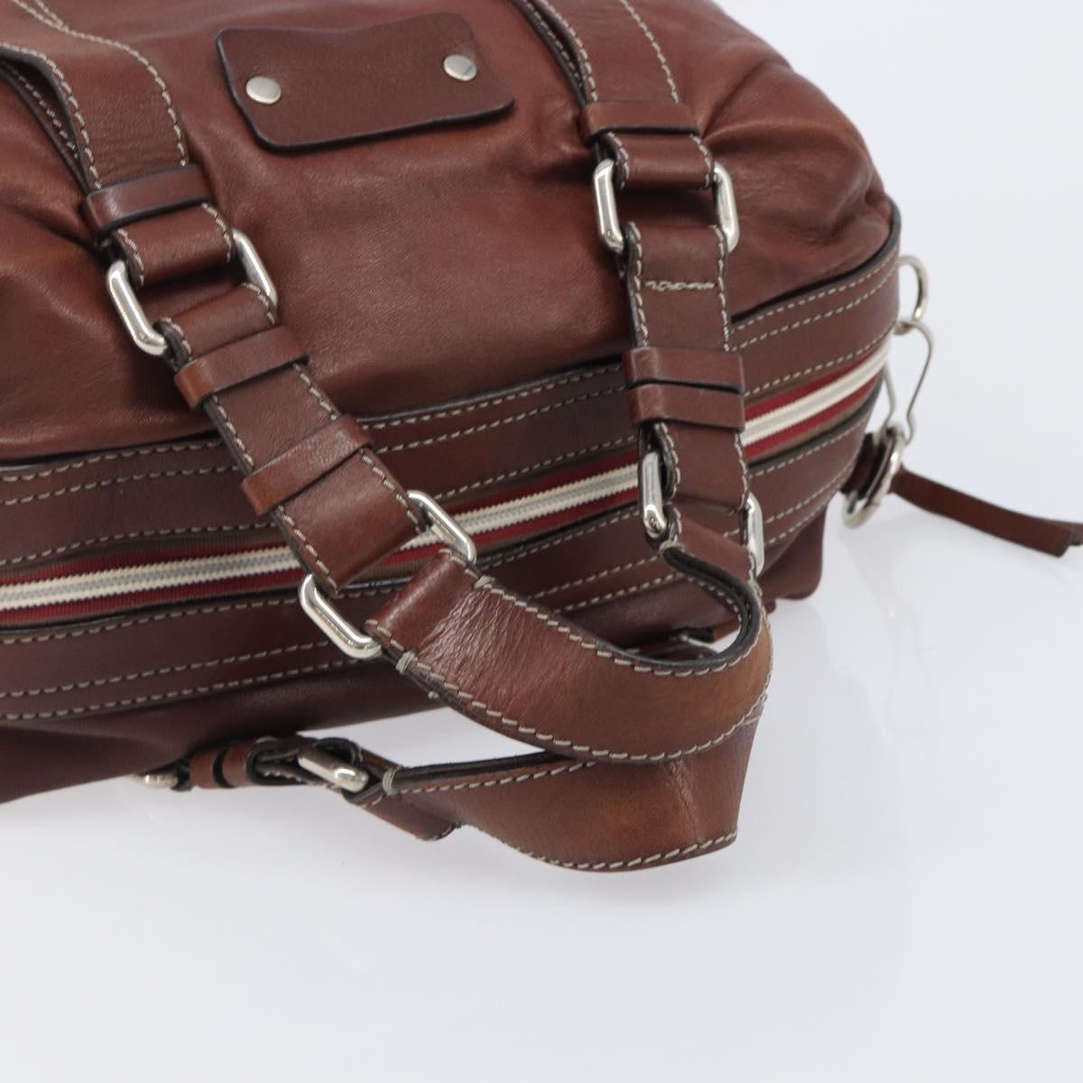 Chloe Patsy Hand Bag Leather Brown Silver Auth am12552A