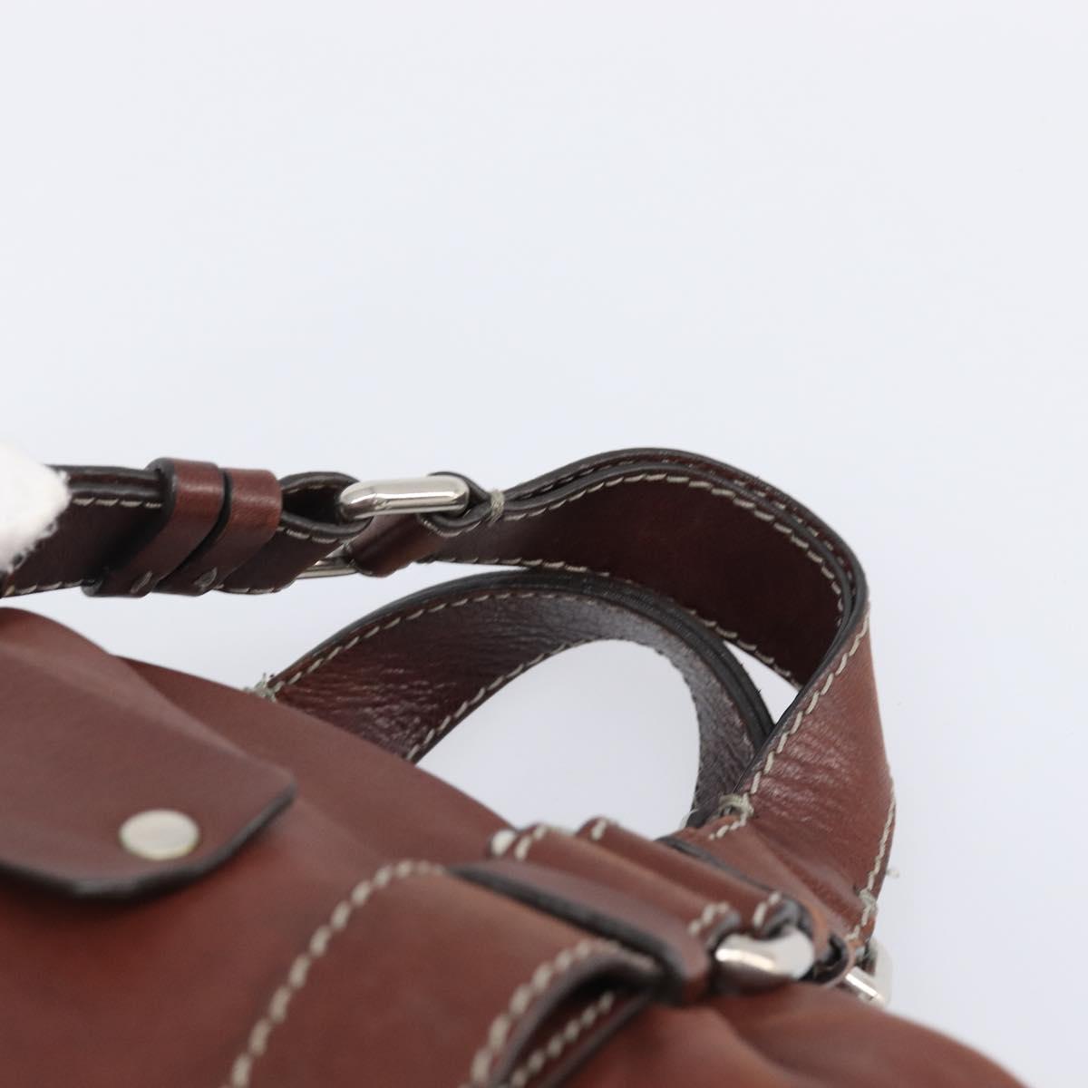 Chloe Patsy Hand Bag Leather Brown Silver Auth am12552A
