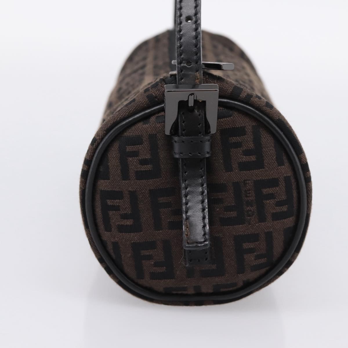 FENDI Zucchino Canvas Accessory Pouch Black Brown Auth am12553V