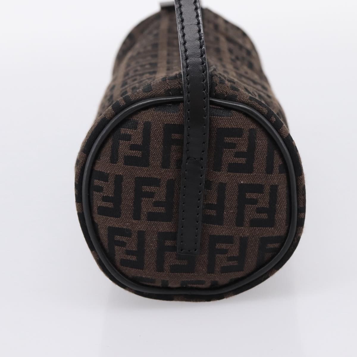 FENDI Zucchino Canvas Accessory Pouch Black Brown Auth am12553V