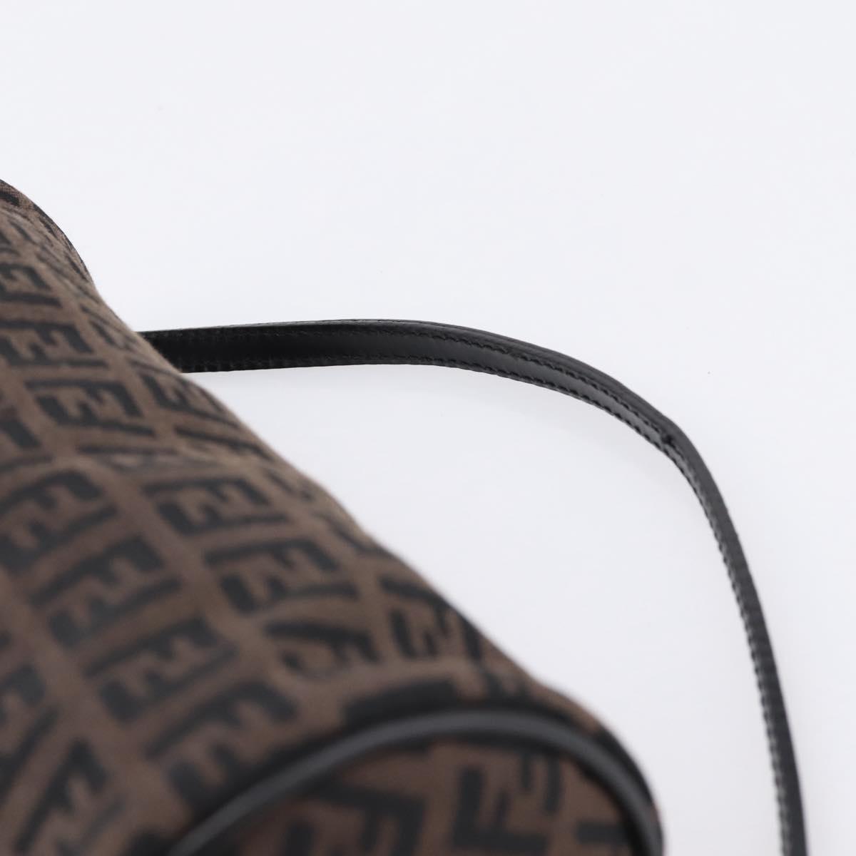 FENDI Zucchino Canvas Accessory Pouch Black Brown Auth am12553V