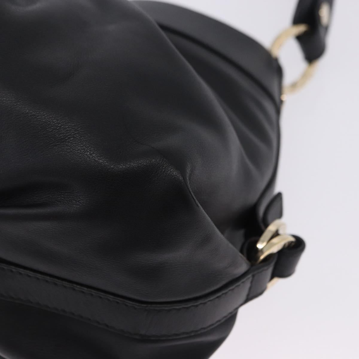 BVLGARI Chandra Hand Bag Leather Black Gold Auth am12554M