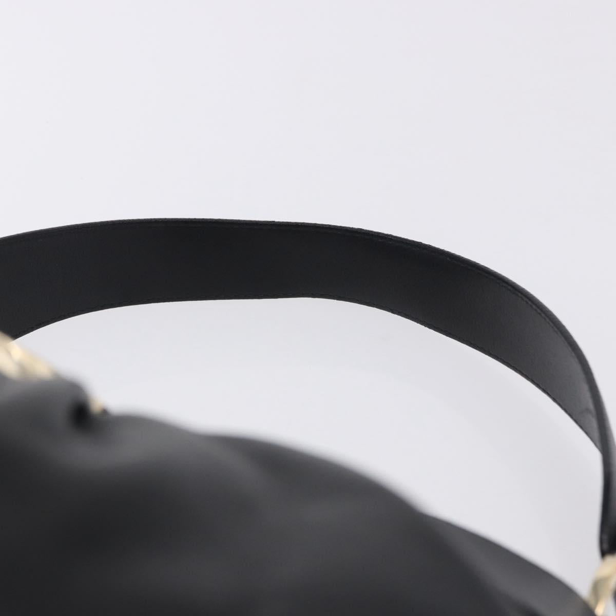 BVLGARI Chandra Hand Bag Leather Black Gold Auth am12554M