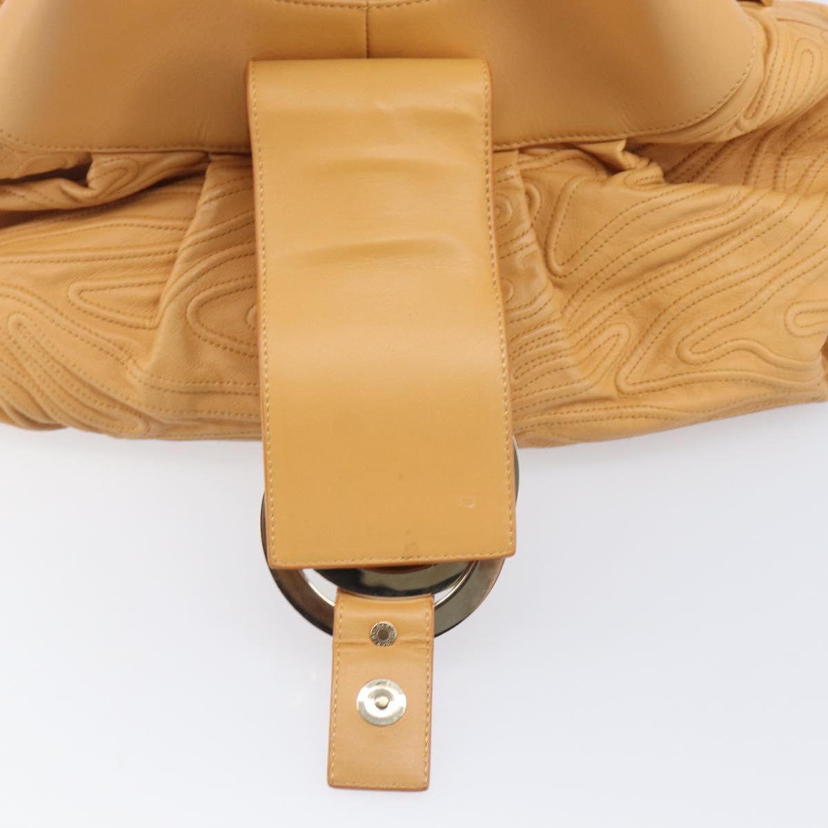BVLGARI Shoulder Chandra Hand Bag Leather Beige Gold Auth am12555M