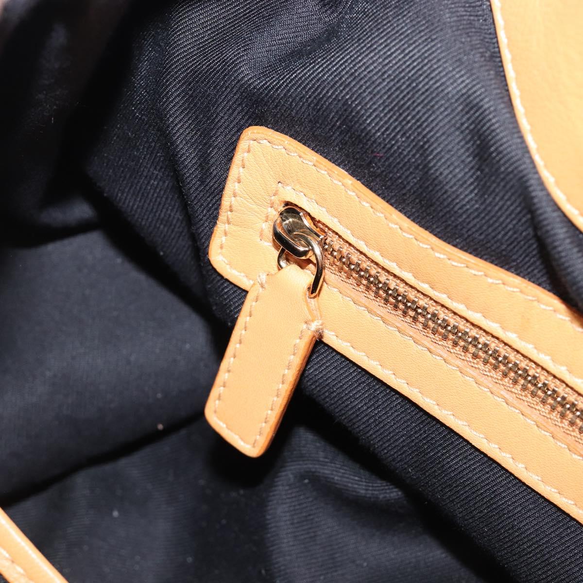 BVLGARI Shoulder Chandra Hand Bag Leather Beige Gold Auth am12555M