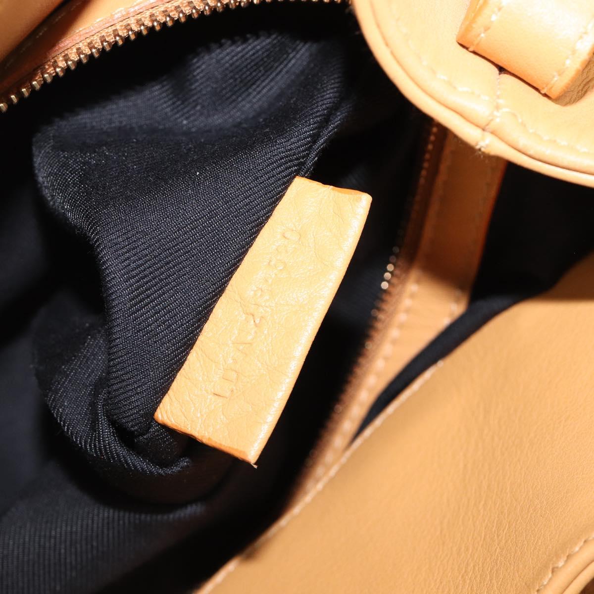 BVLGARI Shoulder Chandra Hand Bag Leather Beige Gold Auth am12555M