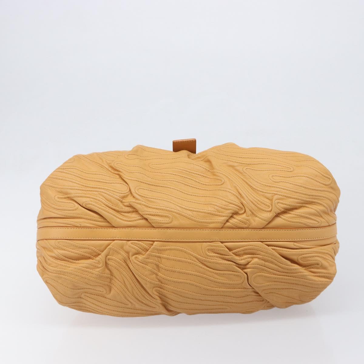 BVLGARI Shoulder Chandra Hand Bag Leather Beige Gold Auth am12555M