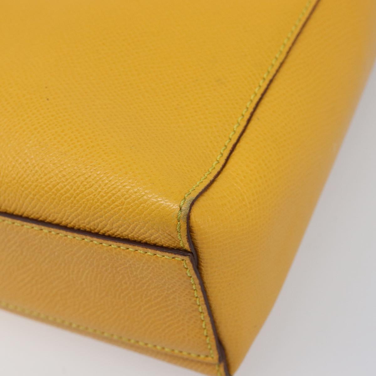 CELINE Turn Lock Shoulder Bag PVC Canvas Yellow Gold Auth am12556V