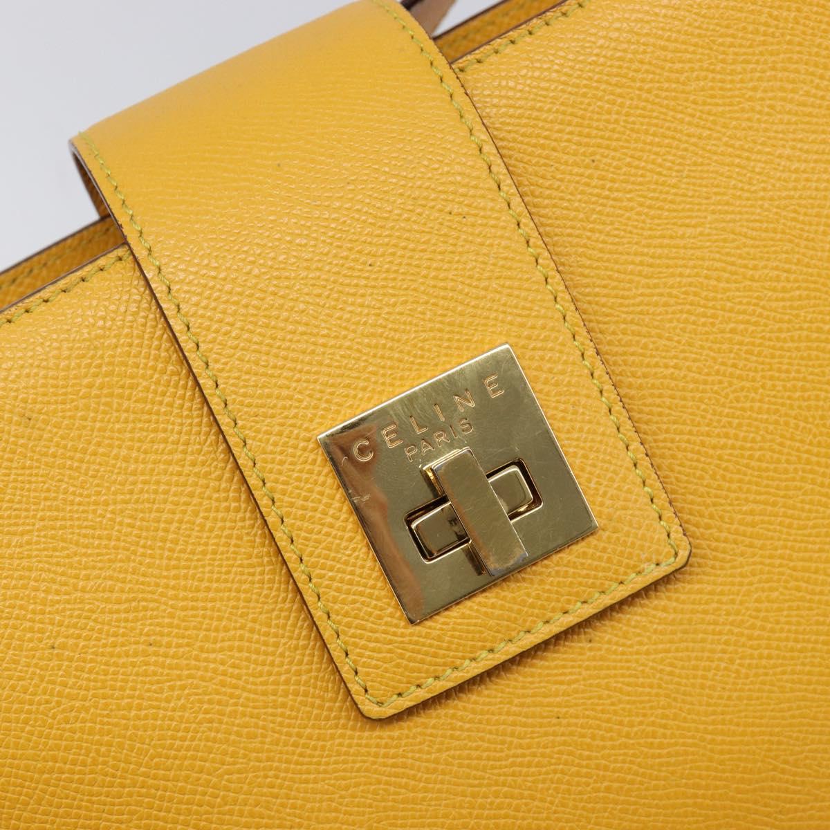 CELINE Turn Lock Shoulder Bag PVC Canvas Yellow Gold Auth am12556V