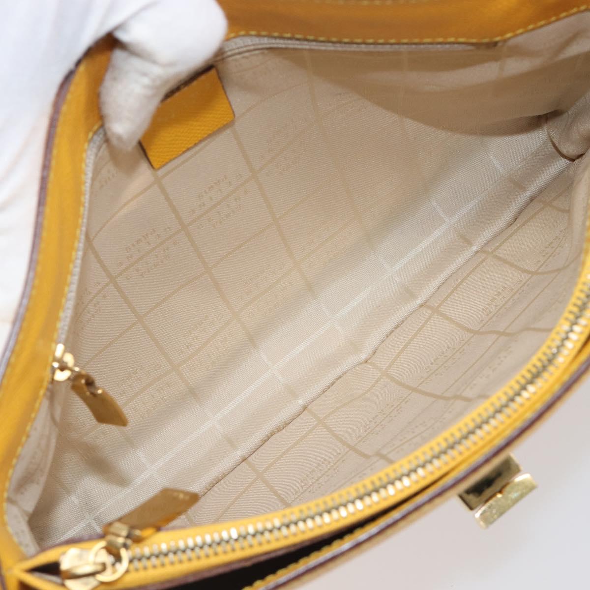 CELINE Turn Lock Shoulder Bag PVC Canvas Yellow Gold Auth am12556V