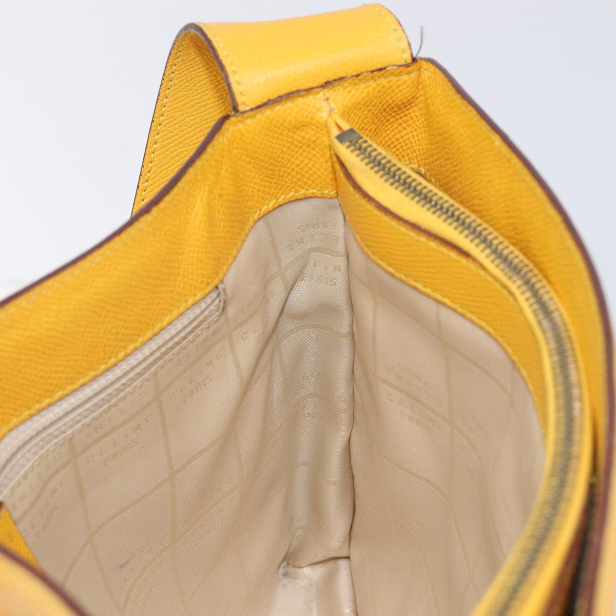 CELINE Turn Lock Shoulder Bag PVC Canvas Yellow Gold Auth am12556V