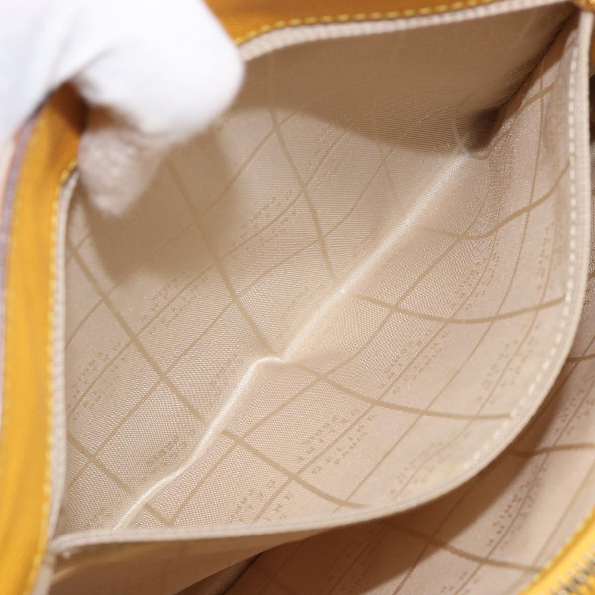CELINE Turn Lock Shoulder Bag PVC Canvas Yellow Gold Auth am12556V