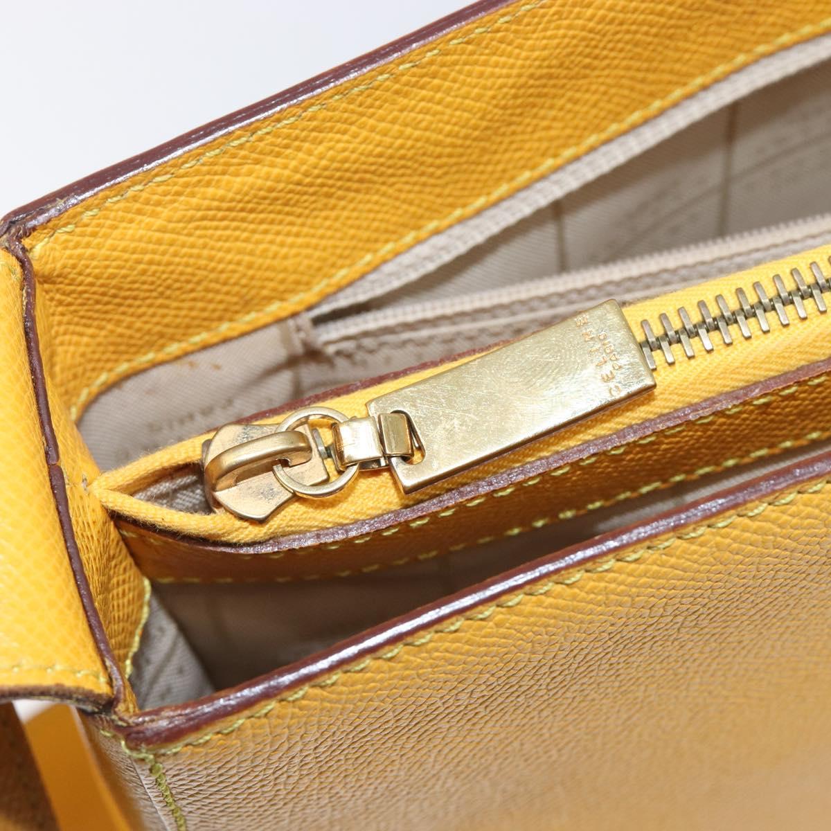 CELINE Turn Lock Shoulder Bag PVC Canvas Yellow Gold Auth am12556V