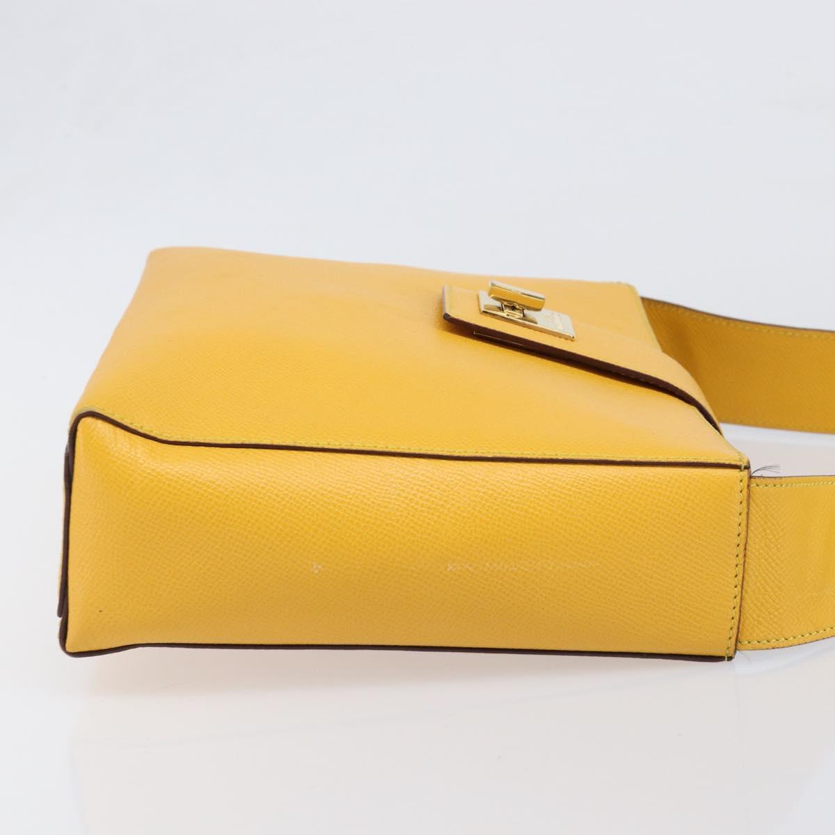 CELINE Turn Lock Shoulder Bag PVC Canvas Yellow Gold Auth am12556V