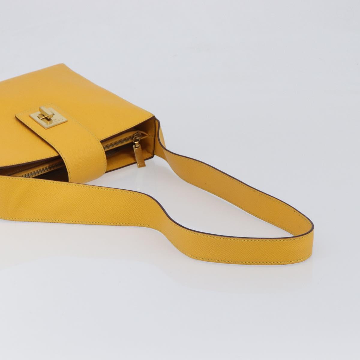 CELINE Turn Lock Shoulder Bag PVC Canvas Yellow Gold Auth am12556V