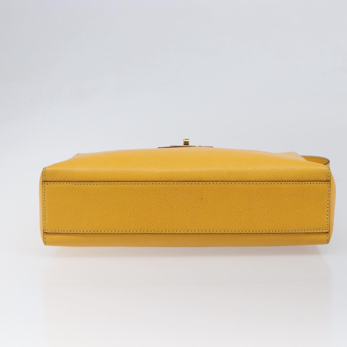CELINE Turn Lock Shoulder Bag PVC Canvas Yellow Gold Auth am12556V