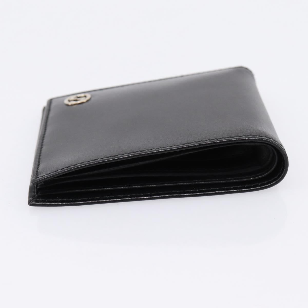GUCCI Interlocking G Compact Bifold Wallet Leather Black 115219 Auth am12557V