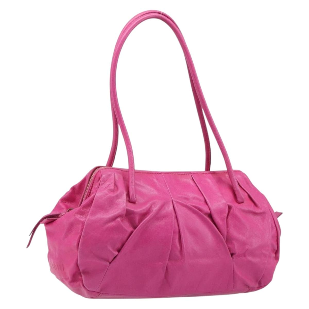 Miu Miu Shoulder Hand Bag Leather Pink Gold Auth am12558A