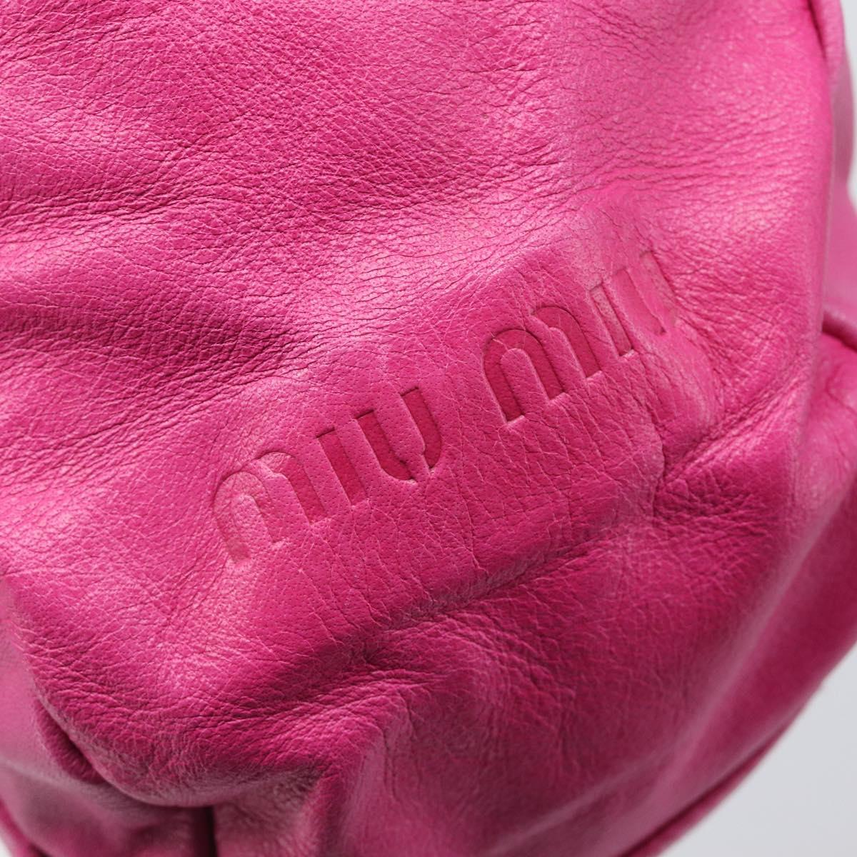 Miu Miu Shoulder Hand Bag Leather Pink Gold Auth am12558A