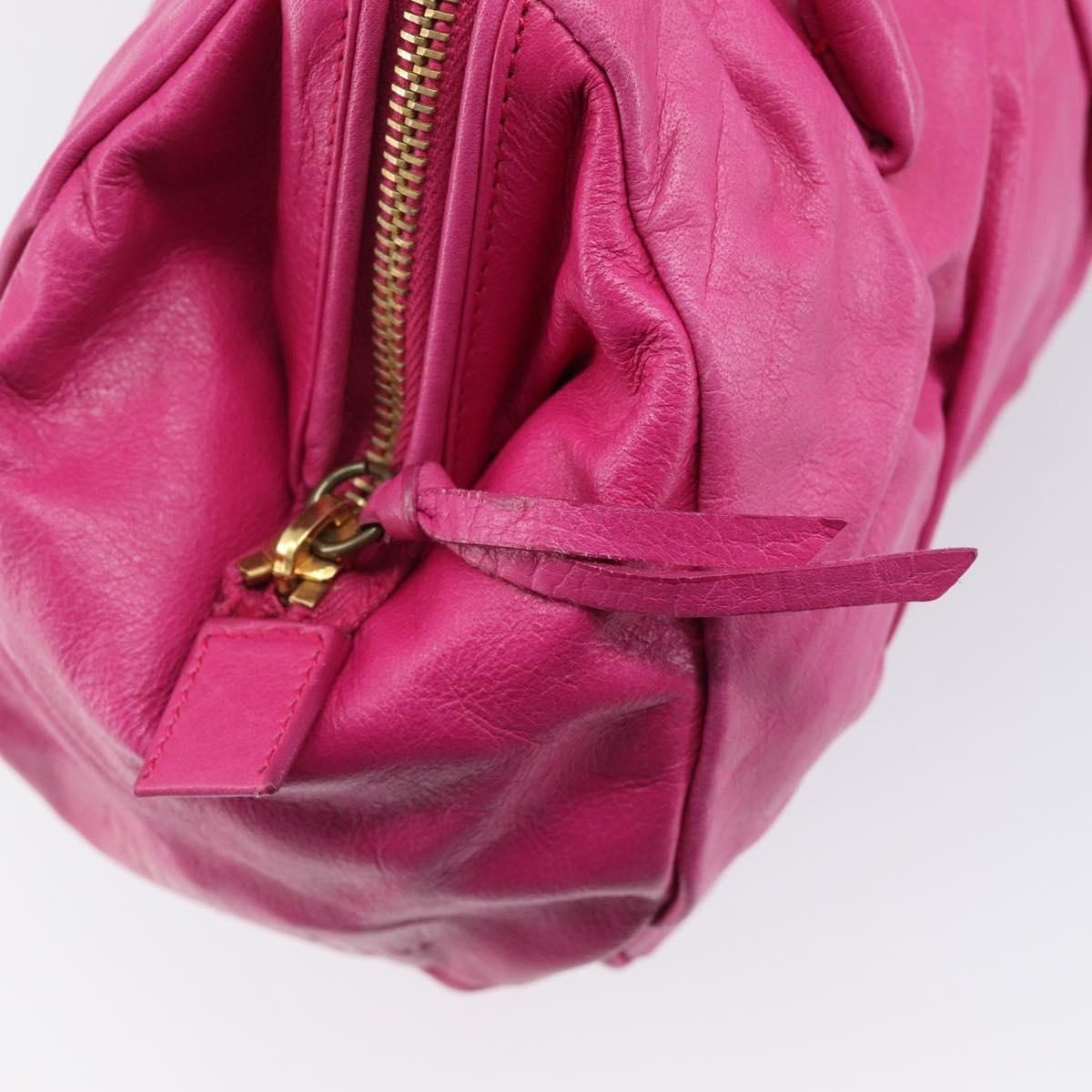 Miu Miu Shoulder Hand Bag Leather Pink Gold Auth am12558A